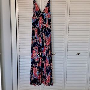 Lulu’s Long Flower Dress with slit - M